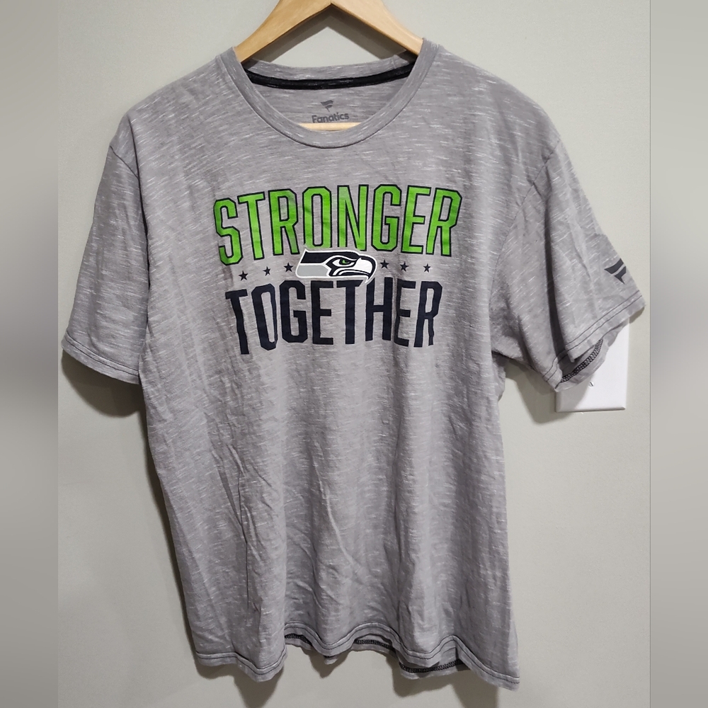FanaticSeattle Seahawks Stronger Together Space Dye T-Shirt - Gray - Men's Large